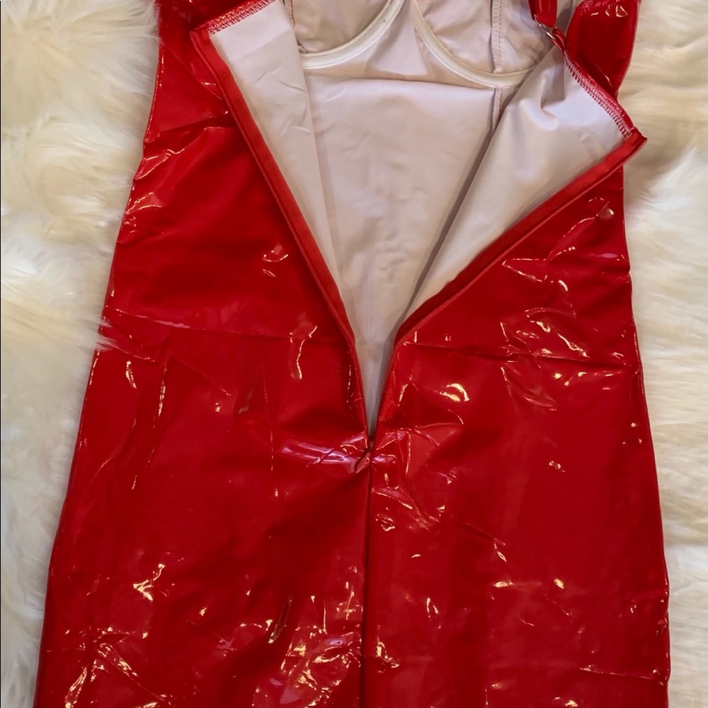 Women's Hot Sexy Glossy PU Leather Mini Dress - Picture 2 of 4